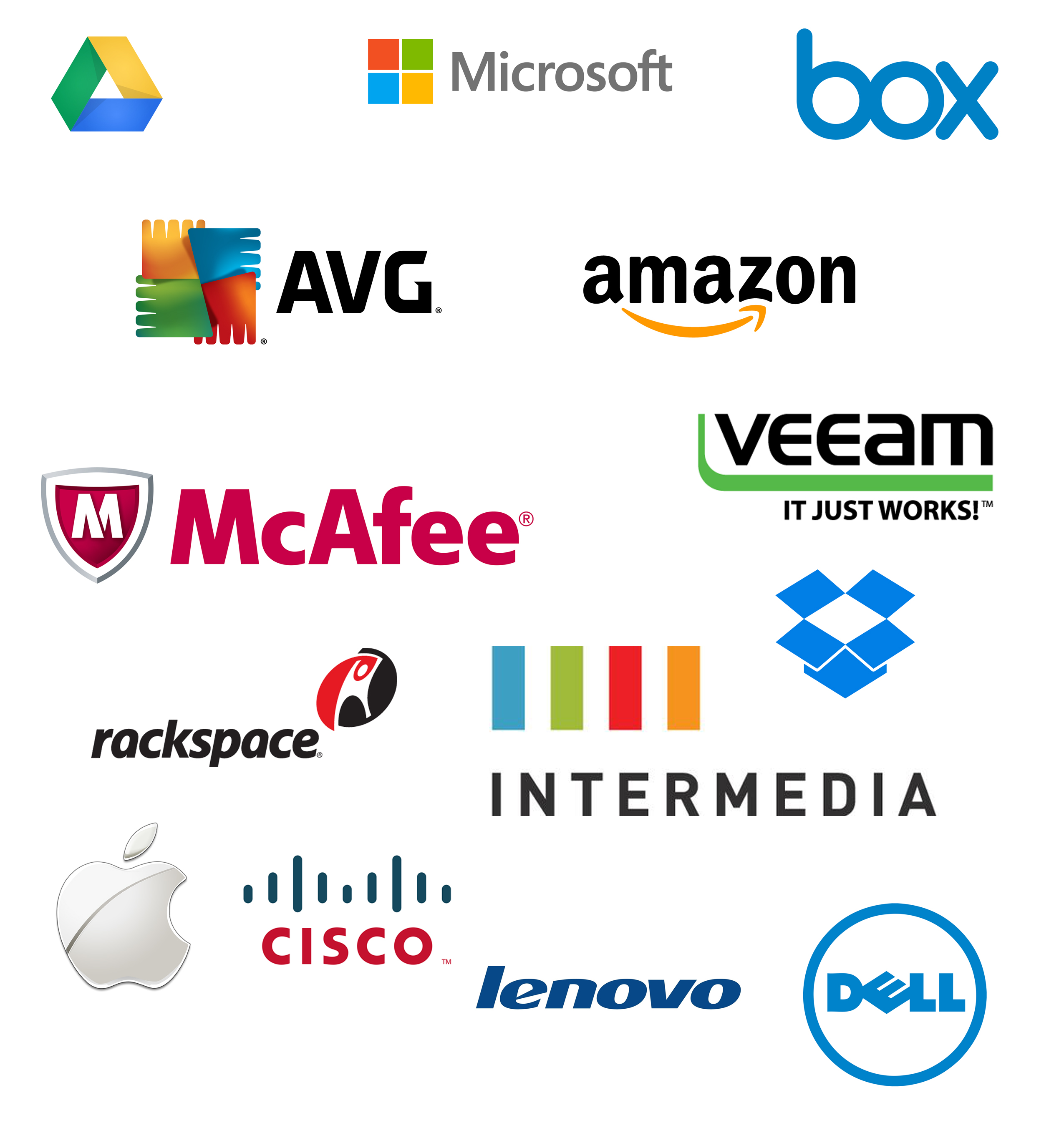 IT Products & Solutions - Google, Microsoft, Box, Amazon, AVG, McAfee, Veeam, Rackspace, Cisco, Dell, Lenovo, Dropbox